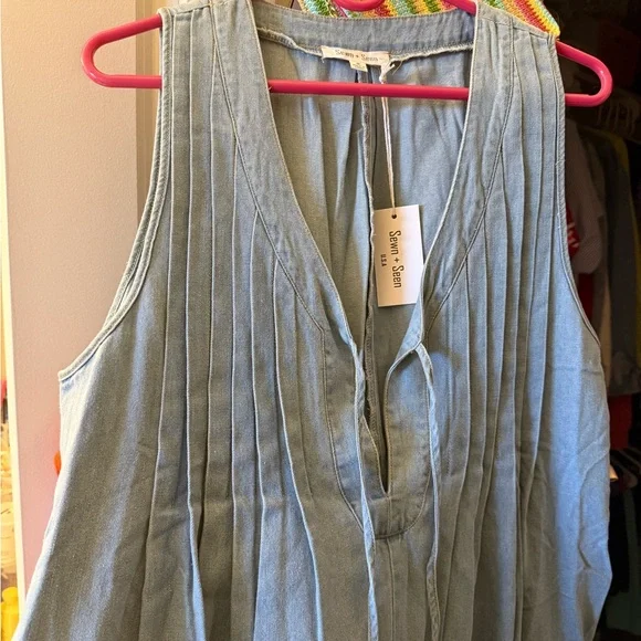 Wide-leg Denim Jumpsuit - Picture 2 of 4